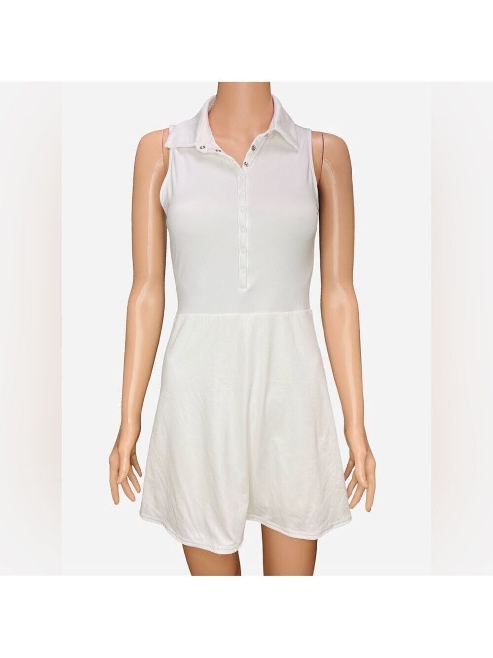 All in Motion White Sleeveless Partial Button Up Mini Dress Skorts Tennis Med